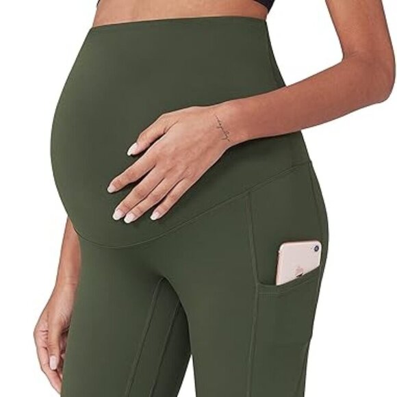 Poshdivah Pants - Poshdivah Yoga Pants Leggings, XL Maternity Over The Belly Pants, 27" Inseam